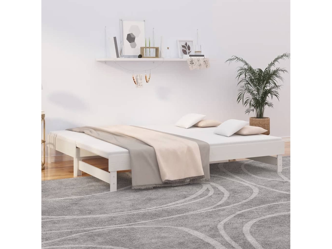 Sofá cama extraíble 2x(80x200) cm pino macizo blanco