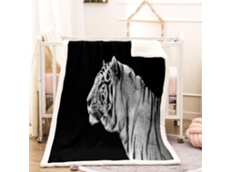 Manta Estampa de Tigre Branco em Microfibra 70x100cm