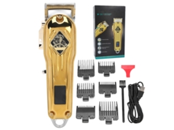 2026 cortador de Cabelo Elétrico Vgr com Display Led, Máquina de Corte e Ferramenta de Estilo Dourada