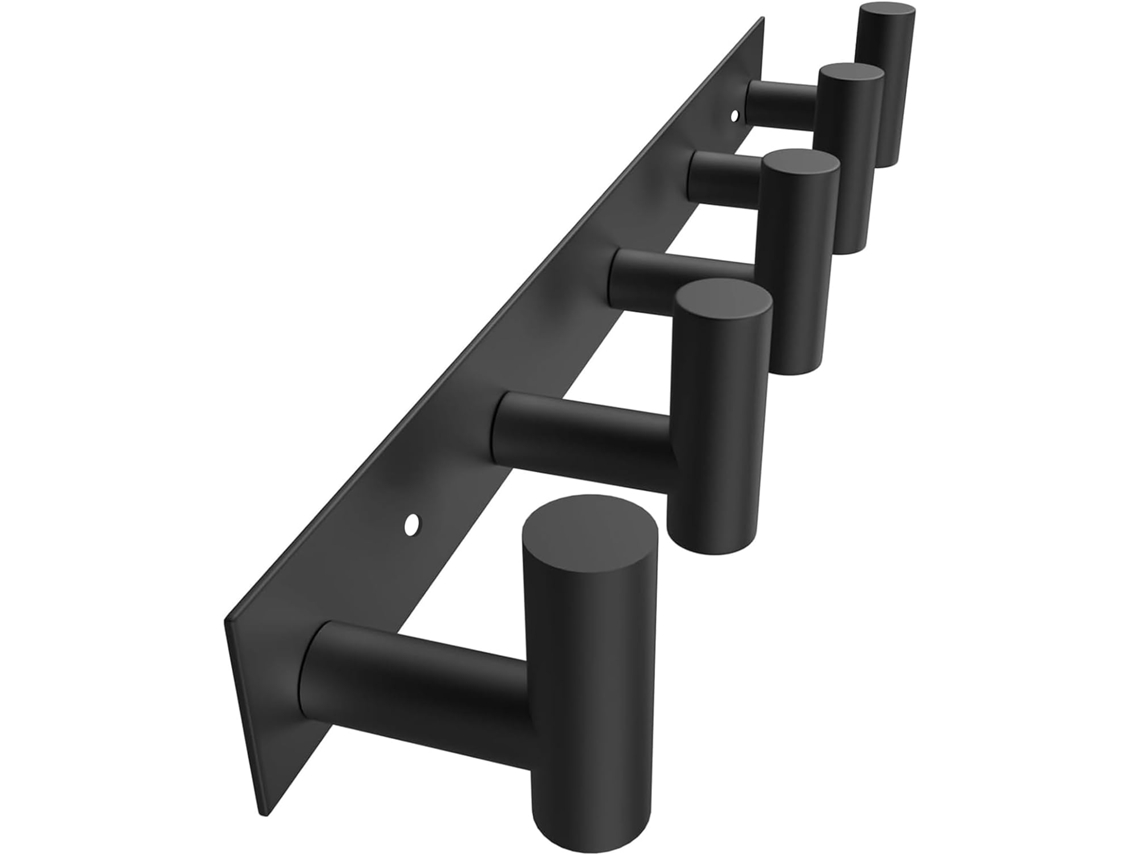 Conjunto De 5 Ganchos Duplos Pretos Para Toalhas - Ganchos De Metal Para Parede, Resistentes
