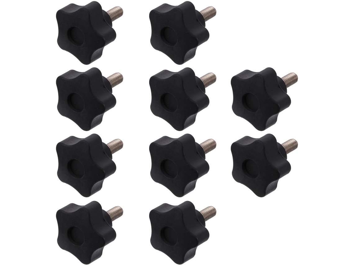 Conjunto De 10 Botões De Fixação Com Cabeça Em Forma De Estrela Preta, Em Plástico E Ferro, Com Parte Roscada