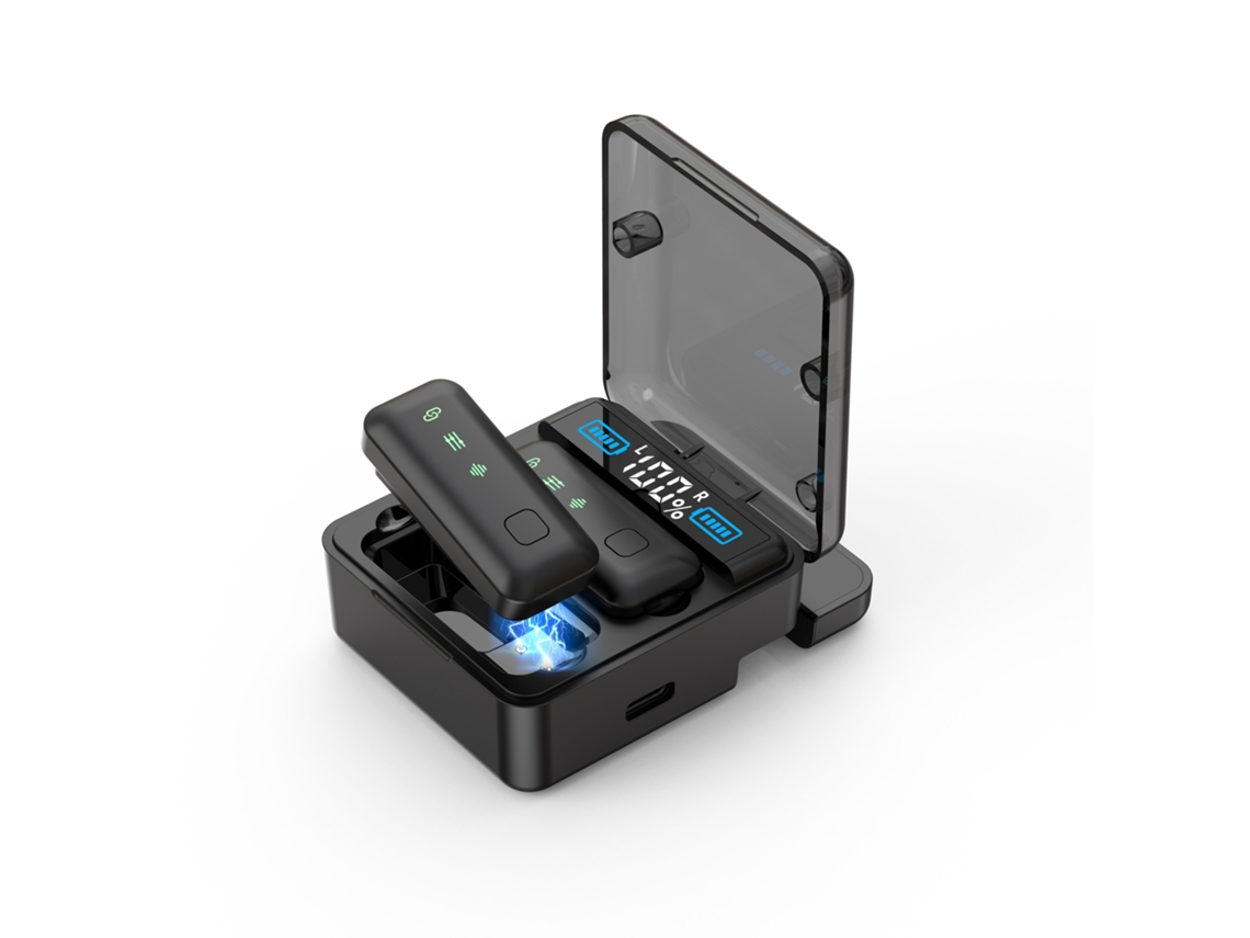 Microfone De Lapela Sem Fio Com Redução Ruído E Reverberação Para Ajuste Volume Em 3 Níveis Apple Android Aquaforge