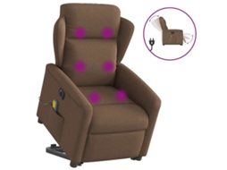 Vidaxl Poltrona Elétrica Elevatória Massagens Tecido Castanho