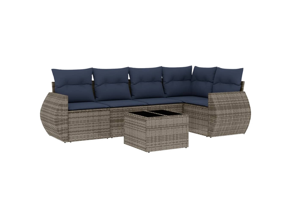Conjunto de Sofá de Jardim, 6 Peças, Almofadas, Rattan Cinza MAISON EXCLUSIVE