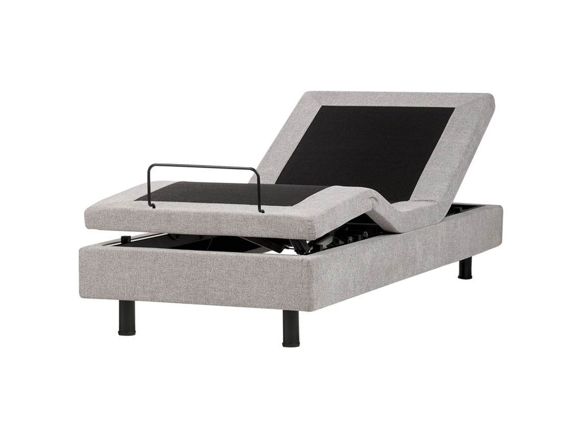 Cama Ajustable Sin Cabecero Beliani Duke De Tela Gris 90x200x37