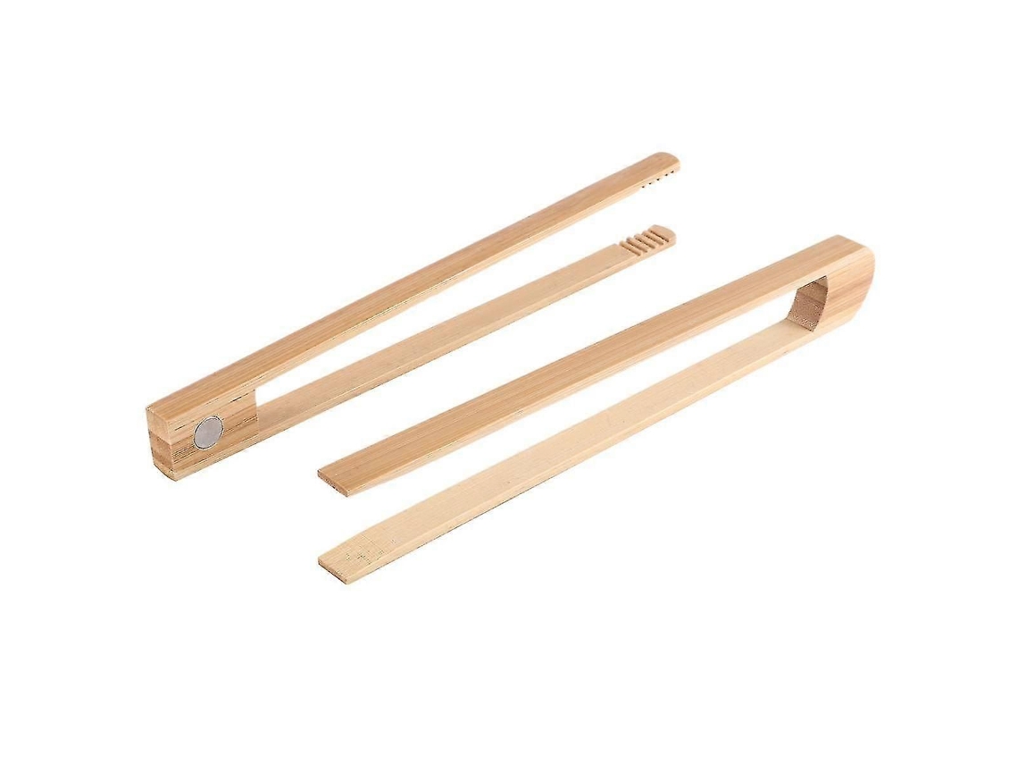 2 Peças Pinças Magnéticas De Bambu Para Torradas 8,7 Polegadas Pinça De Madeira Para Cozinha Torradas, Bambu Natural