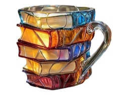 Caneca De Vidro Com Design 3d De Livros Para Amantes De Leitura - 350ml, Resistente E Decorativa