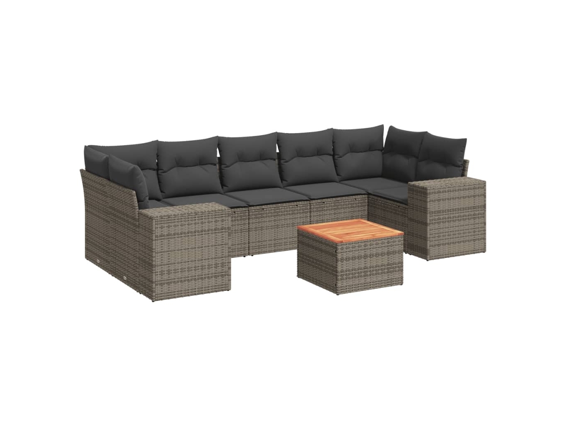 Conjunto de 8 Sofás de Jardim com Almofadões Vime Pe Cinzento MAISON EXCLUSIVE (8 pcs)
