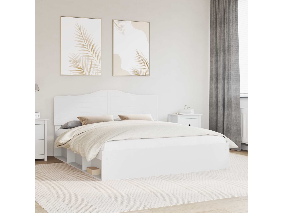 Vidaxl Estrutura Da Cama Com Cabeceira Branco 180 X 200 Cm
