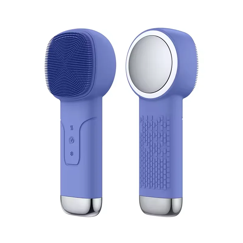 Massageador Facial Elétrico (azul) Com Função De Compressa Quente E Fria, Escova De Limpeza De Poros, Aparelho De Beleza