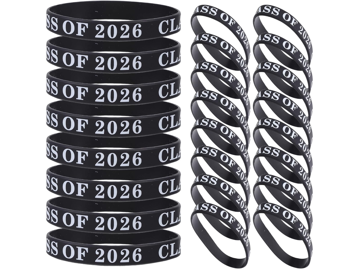 Partykindom 24 - Pulseiras de Silicone para Formature 2026, Pulseira de Silicone Elástica Preta, Acessórios Unissex para