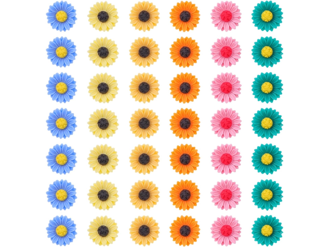 Conjunto De 40 Tachinhas Decorativas Resina Em Formato Girassol Para Escritório E Mesa, Ideais Para Segurar Fotos E