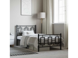 Vidaxl Estrutura De Cama Com Cabeceira E Pés 90x200 Cm Metal Preto