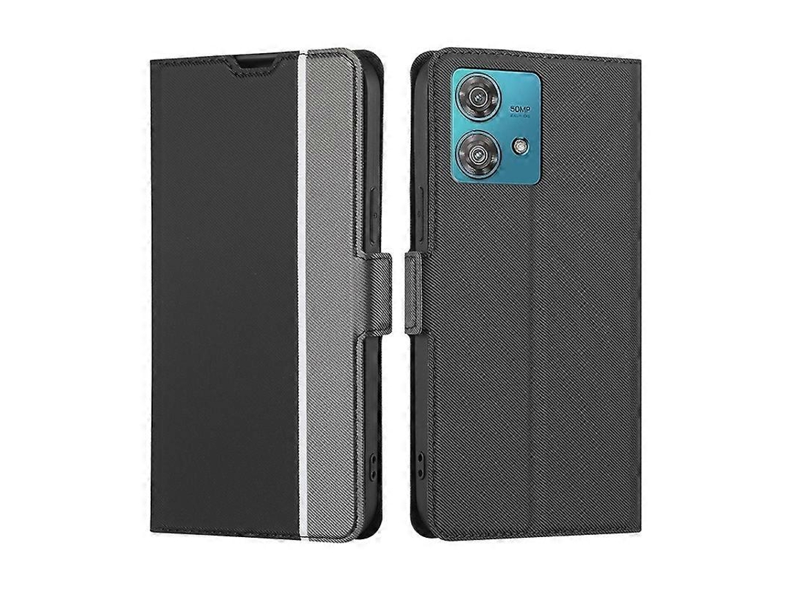 Capa De Couro Com Textura Sarjada E Botões Laterais Para Motorola Edge 60 Pro 5g