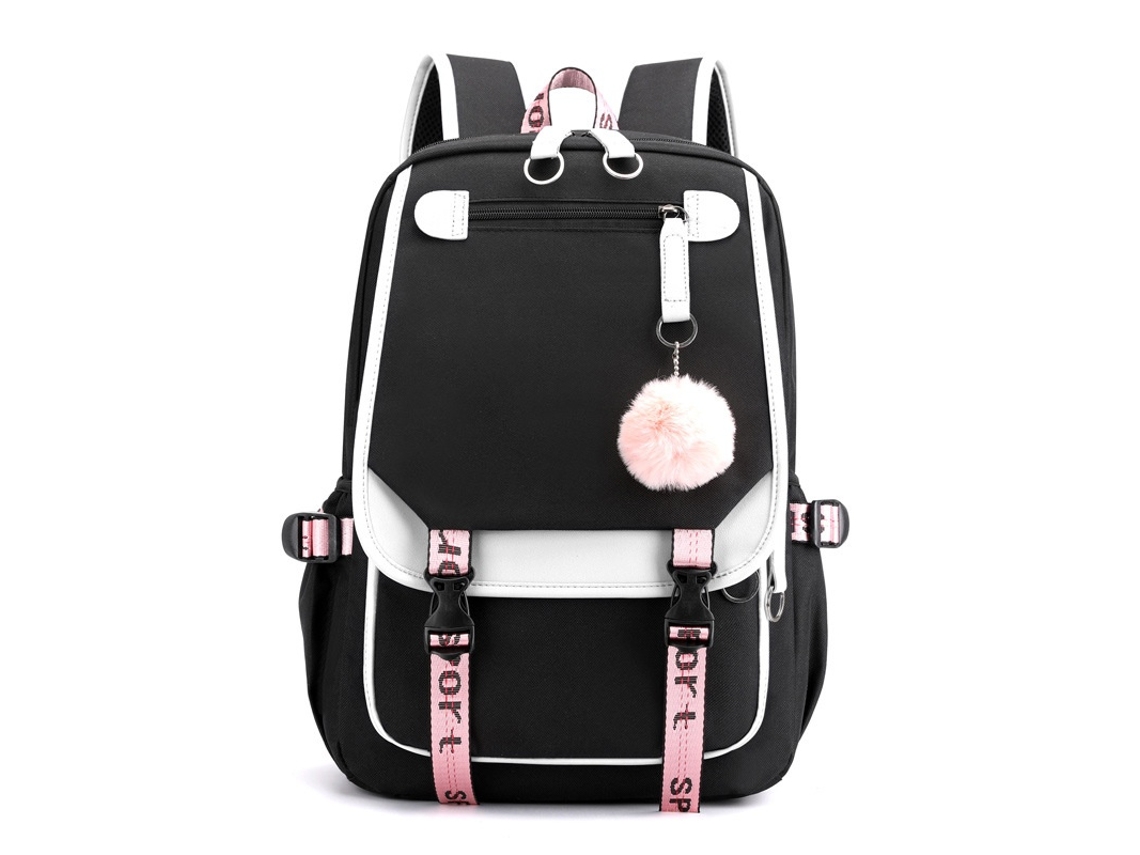 Mochila Escolar Infantil, Portátil Até 16 Polegadas, Material Poliéster, Impermeável, Em Preto, Com Alças Ajustáveis Elysve