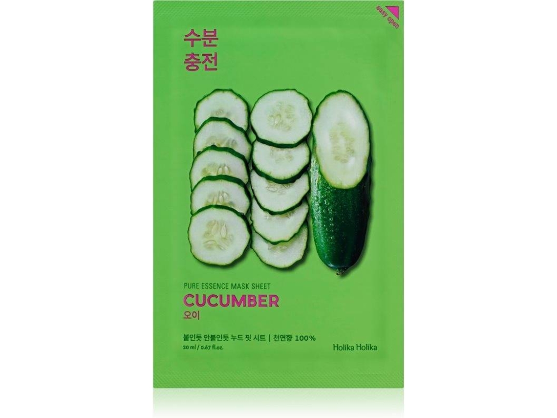 Máscara de Rosto HOLIKA HOLIKA Pure Essence Cucumber Soothing Sheet Mask (20 ml)