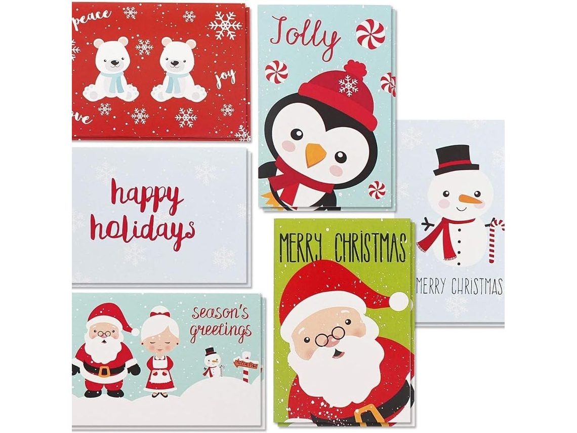 Conjunto De Cartões De Natal Com Envelopes, Cartões Dobráveis, Cartões De Felicitações Em Branco Klb Aquaforge