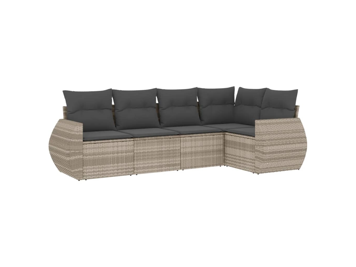 Conjunto de 5 Sofás Jardim com Almofadões Vime Pe Cinzento Claro MAISON EXCLUSIVE (5 pcs)