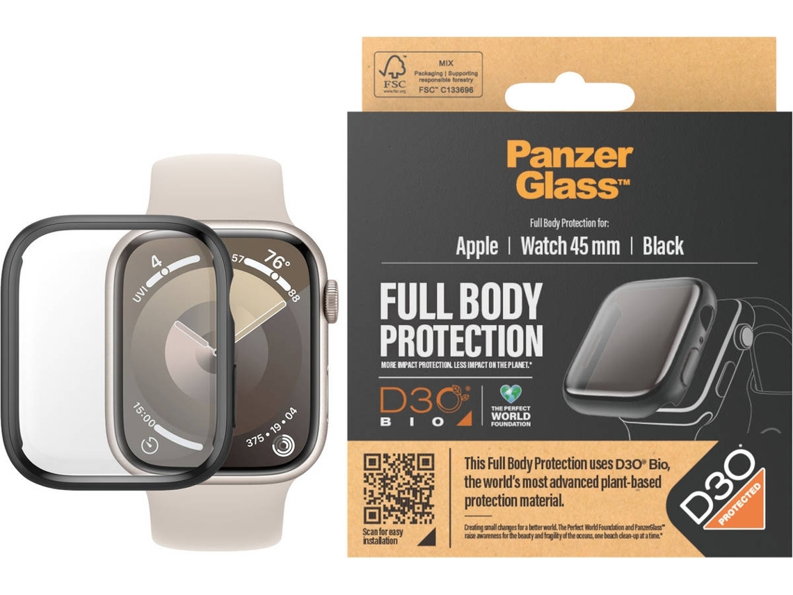 Capa Proteção PANZER GLASS Apple Watch Series 7/8/9 (Outlet Caixa Aberta - 45mm - Preto)