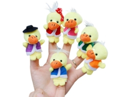 Primerox 6pcs Conjunto de Marionetes de Dedos de Patinhos Fofos Pelúcia para Crianças Brinquedos Interativos