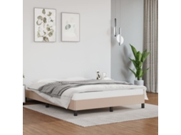 Vidaxl Estrutura De Cama 140x200 Cm Couro Artificial Cappuccino
