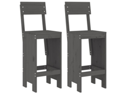Conjunto de Cadeiras de Bar 2 Pcs Pinho Maciço Cinzento MAISON EXCLUSIVE (40x48,5x115,5 cm)
