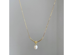 Colar com Pingente de Pérola de Água Doce Natural em Prata de Lei 925 com Nós Dourados Estilo Sofisticado, Luxo Discreto MDUG