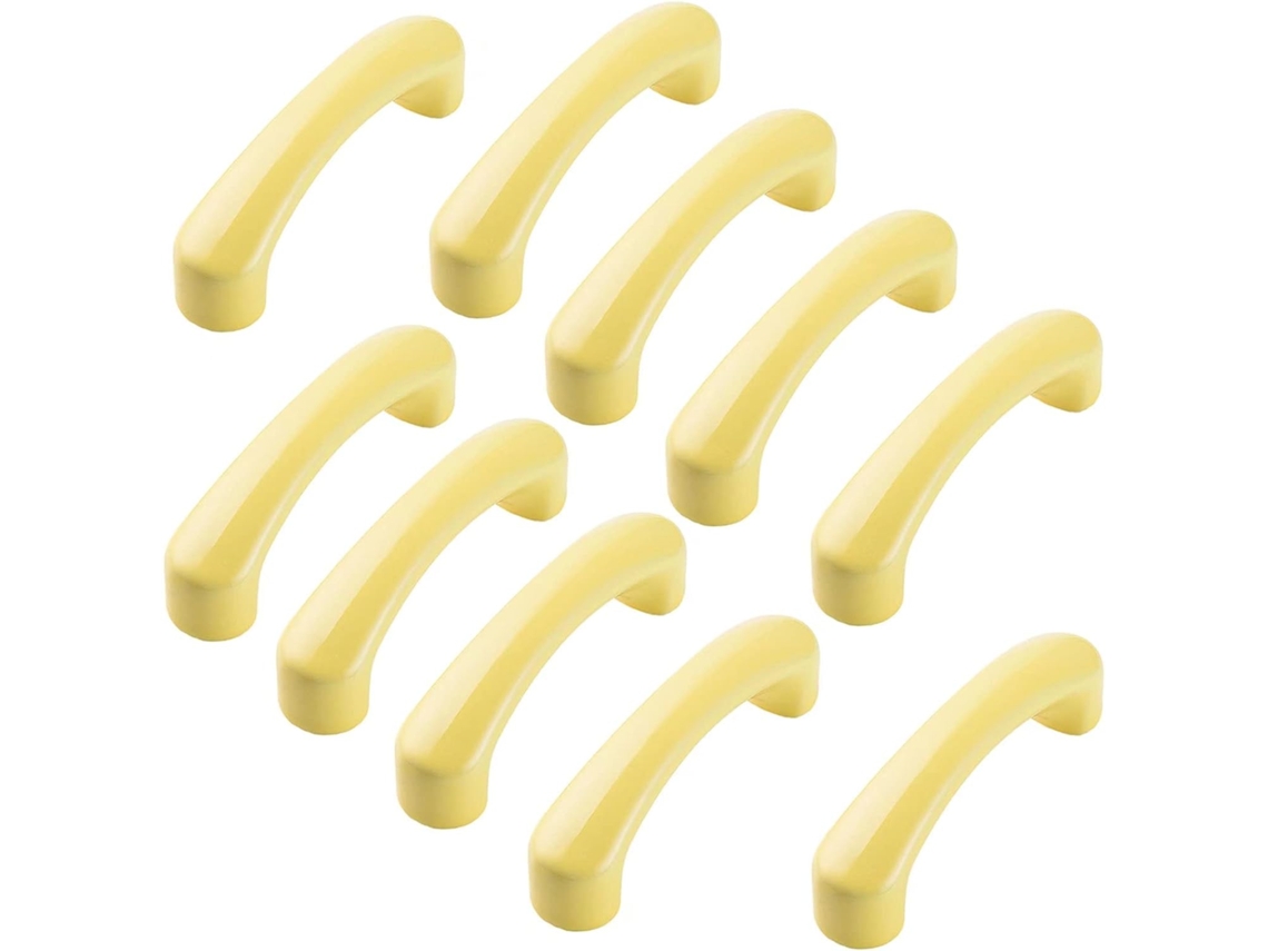 Conjunto De 10 Puxadores Cerâmica Amarela Para Móveis, Estilo Nórdico, Para Quarto Infantil, Gavetas, Portas E Armários