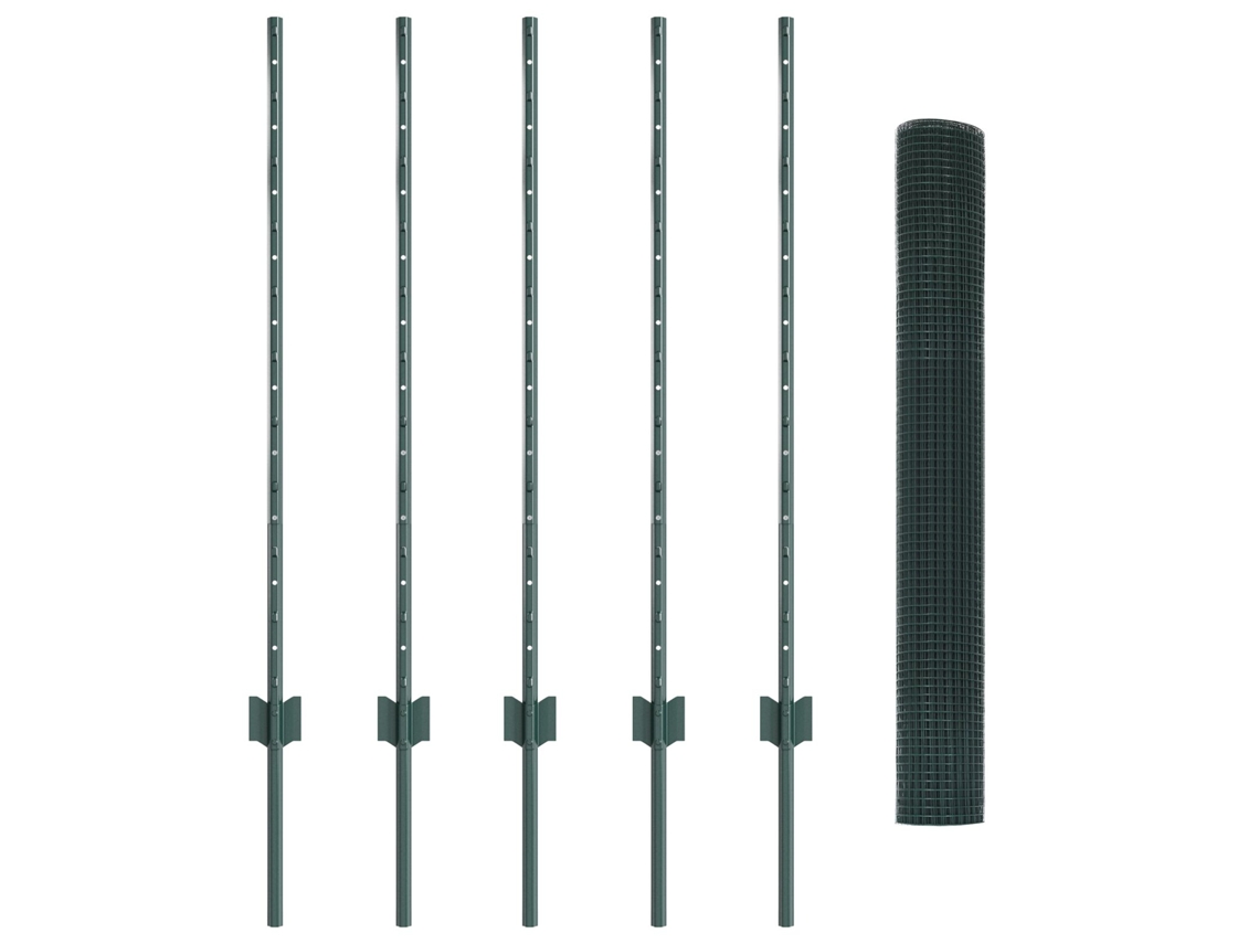 Conjunto 1 Cerca Externa Vidaxl Verde Aço (10 X 1 M)