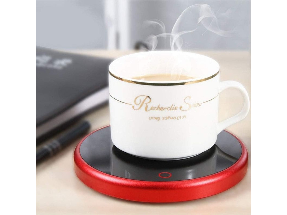 Aquecedor de xícaras elétrico de mesa, suporte para xícaras de chá, café e leite, para casa e escritório, vermelho.