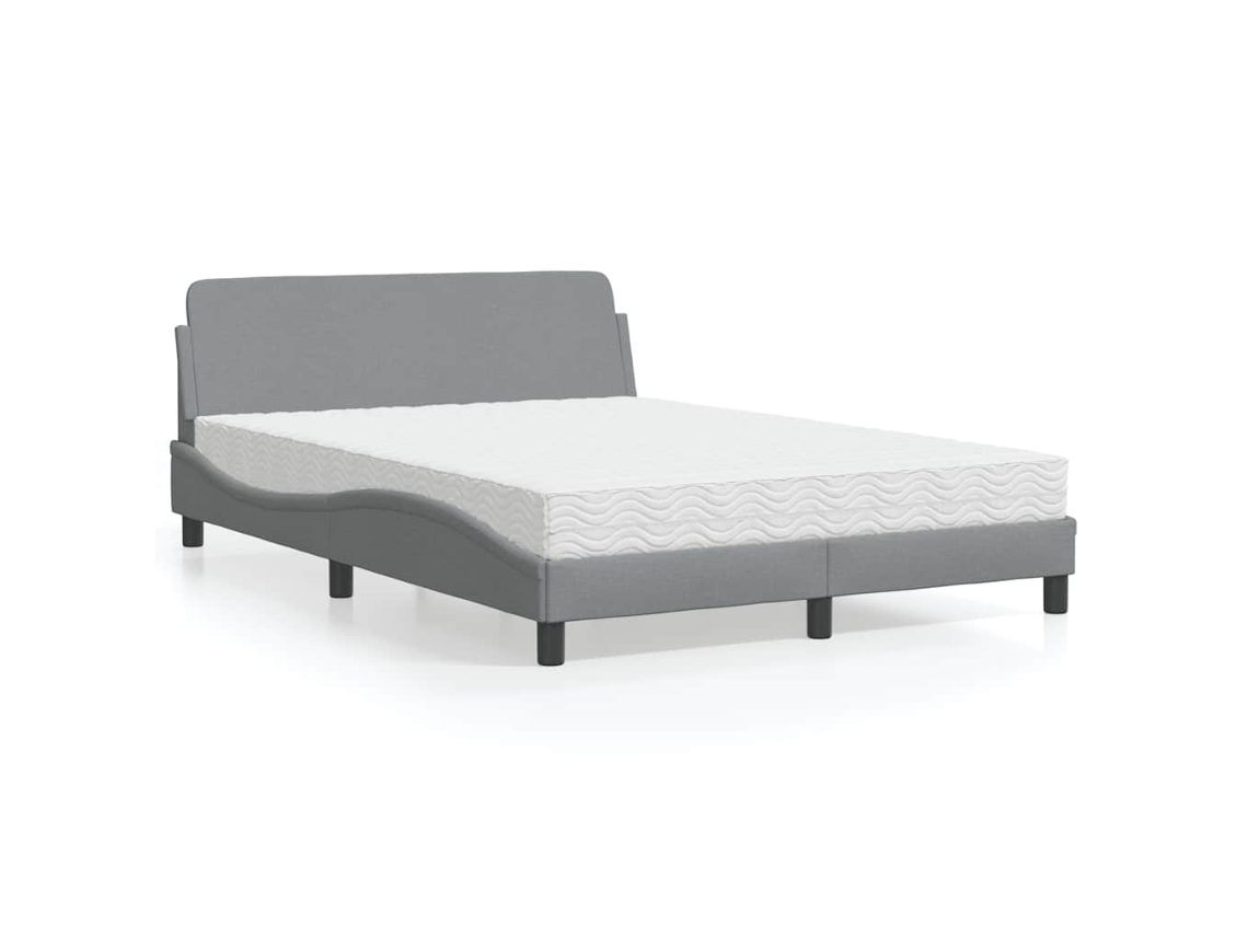 Vidaxl Cama Com Colchão Dover 120x200 Cm Tecido Cinza-claro