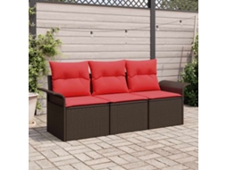 Vidaxl Conjunto De Sofás 3 Unid. 3-número De Lugares Marrom E Vermelho