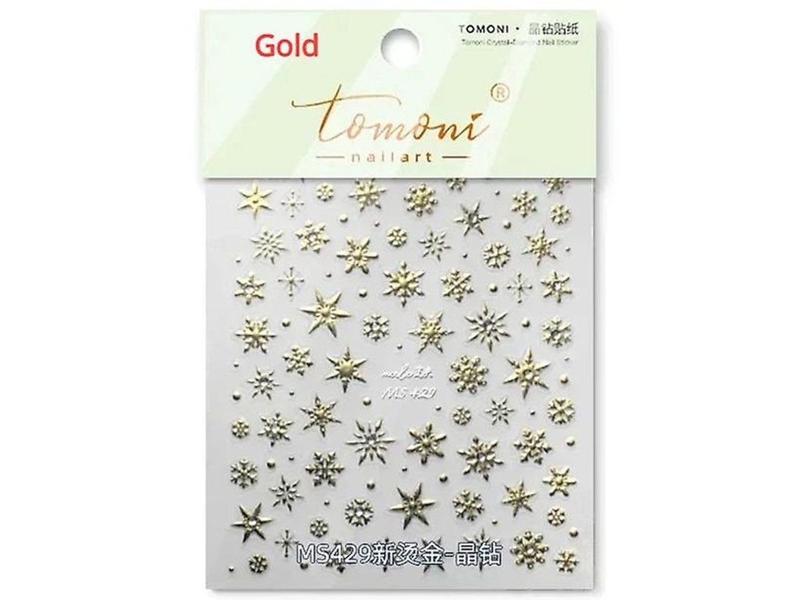 Sticker de Decoração de Unhas Autoadesivo Laser Natal Floco de Neve Rhinestone 3d 5d
