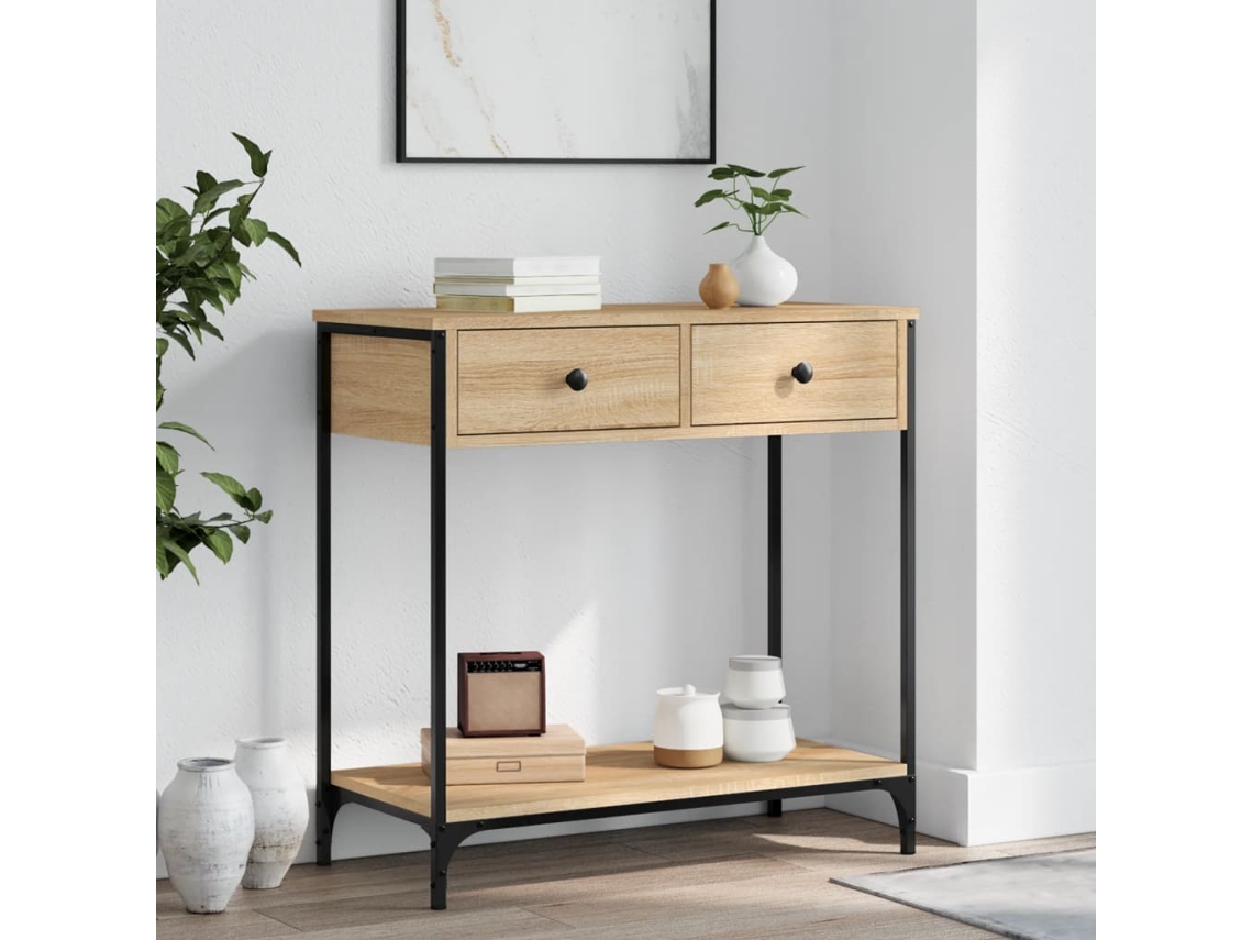 Mesa Consola 75x34,5x75 Cm Derivados De Madeira Carvalho Sonoma Lovely Home