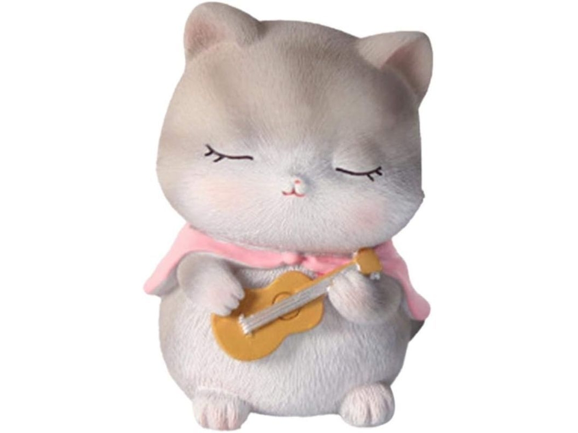 Figura De Gato Fiddler Decoração De Carro Cabeça Bobble Resina Adorno De Bolo Acessório Artístico
