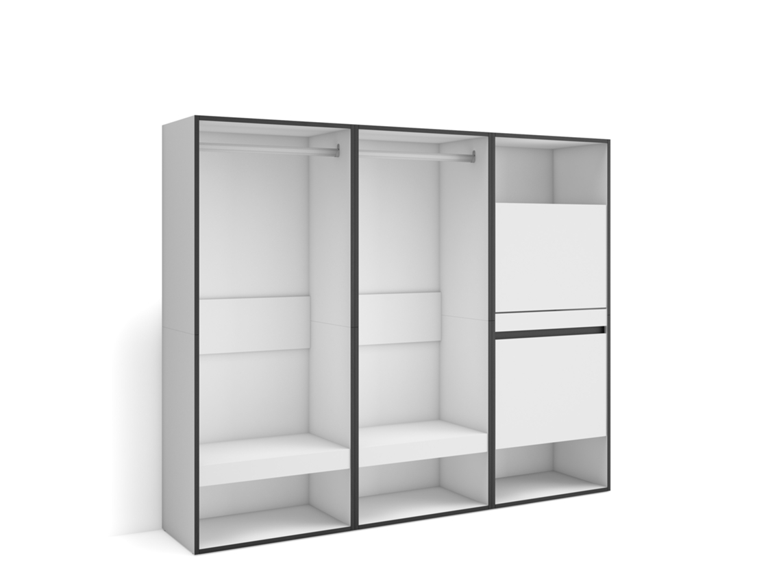 Roupeiro Aberto | Guarda Roupa,armário Aberto | 180x145x35 Cm | Para Quarto, Dormitório | Sapateira | Branco Duérmete Online