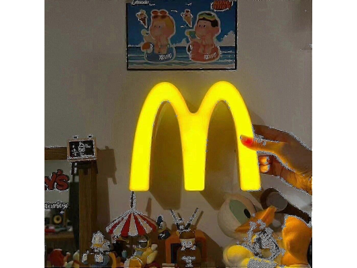 Luminária Mcdonald's Recarregável Sem Fio, Luz Noturna de Cabeceira, Placa Decorativa Fofa, Presente de Aniversário BRILVIBERA