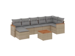 Conjunto de 8 Sofás para Jardim com Almofadões Vime Pe Bege MAISON EXCLUSIVE (8 pcs)