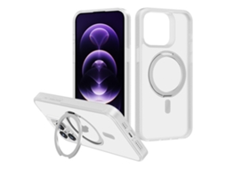 Suporte Casa Para Iphone 15 Pro Pele Sintética Magnética Branco