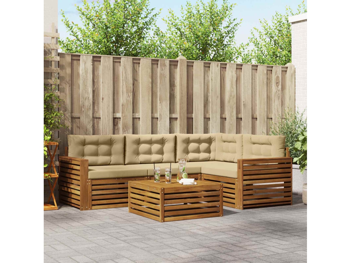 Vidaxl Conjunto De Sofás Para Exterior 5 Unid. Natural E Bege