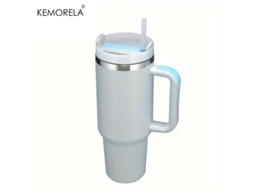 Copo Térmico de Aço Inoxidável com Alça, Tampa e Canudo, Modelo Feminino MDUG (estilo 16)