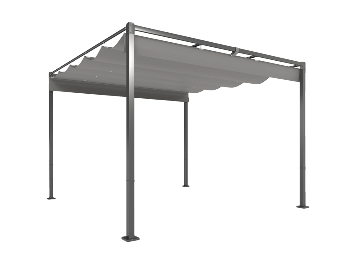 Pérgola Externa, Telhado Retrátil, Proteção Uv, Cinza Escuro