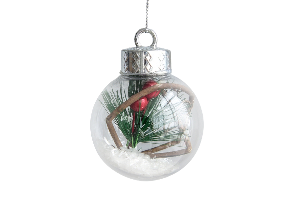 Enfeite de Natal em Rama de Agulhas de Pinheiro Vermelha (Diâmetro 6cm, Altura 8cm, com Corda) LAXISCREED