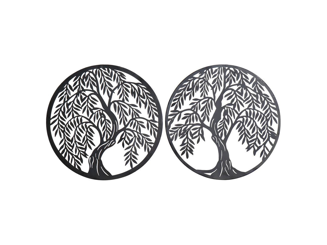 Decoração de Parede Dkd Home Decor Árvore Metal 2 Pcs 40 X 1 X 40 Cm