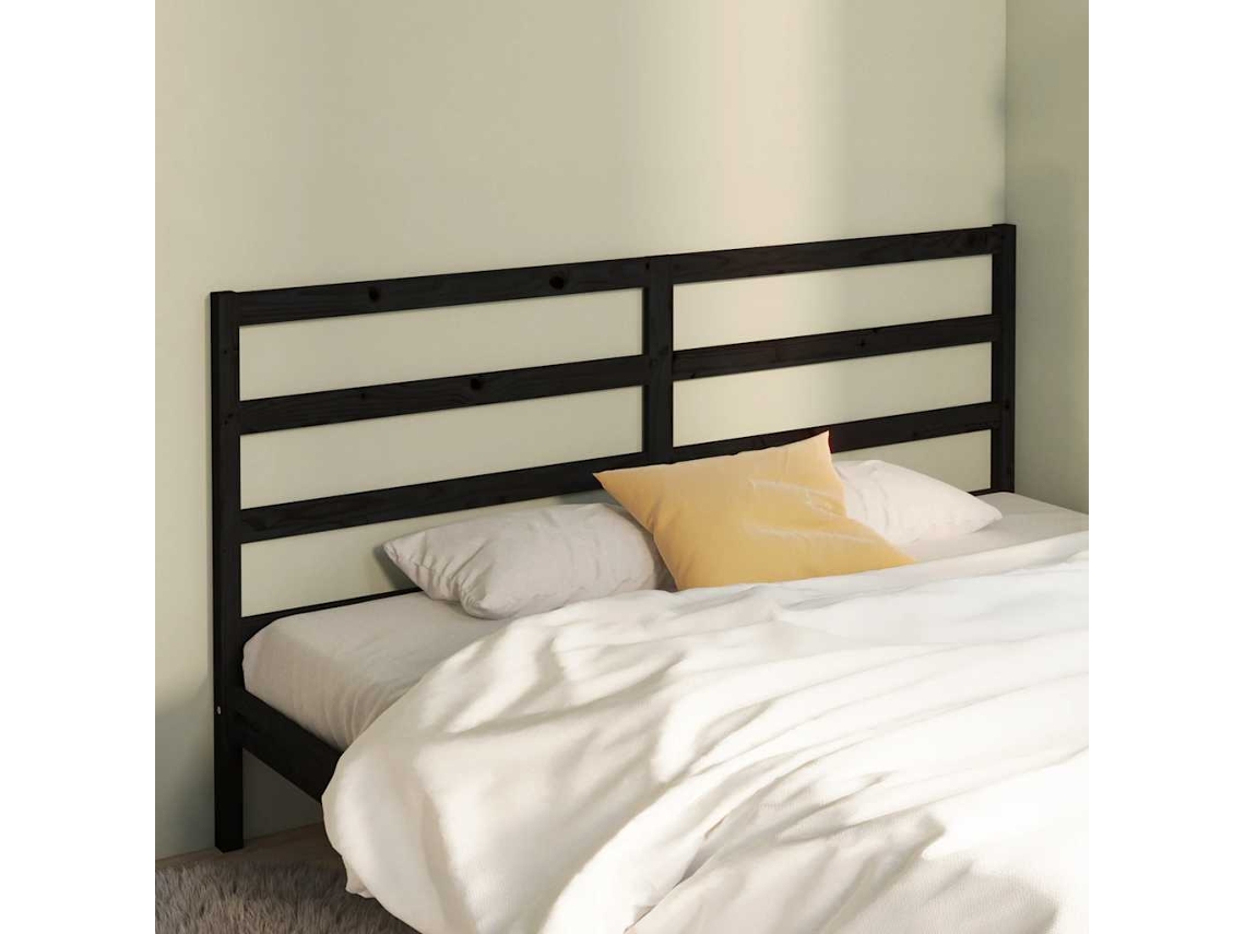 Vidaxl Cabeceira De Cama 206x4x100 Cm Pinho Maciço Preto