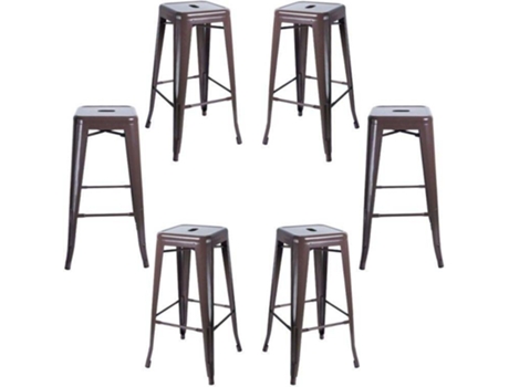 Pack 6 Bancos  Torix (Castanho - 42 x 76 x 42 cm - Aço Reforçado)