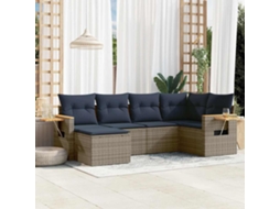 Vidaxl 6 Pcs Conjunto Sofás P/ Jardim C/ Almofadões Vime Pe Cinzento