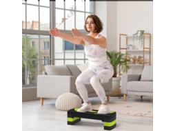 Stepper Fitness Per Aerobica Regolabile Su 3 Altezze Da 10-15-20 Cm, Verde E Nero