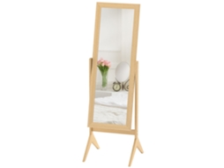 Espelho De Pé Para Maquilhagem Reclinável Com Estrutura De Madeira Para Dormitório Vestidor 47x46x148 Cm Carvalho