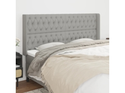 Vidaxl Cabeceira Cama C/ Abas Tecido 203x16x118/128 Cm Cinzento-claro